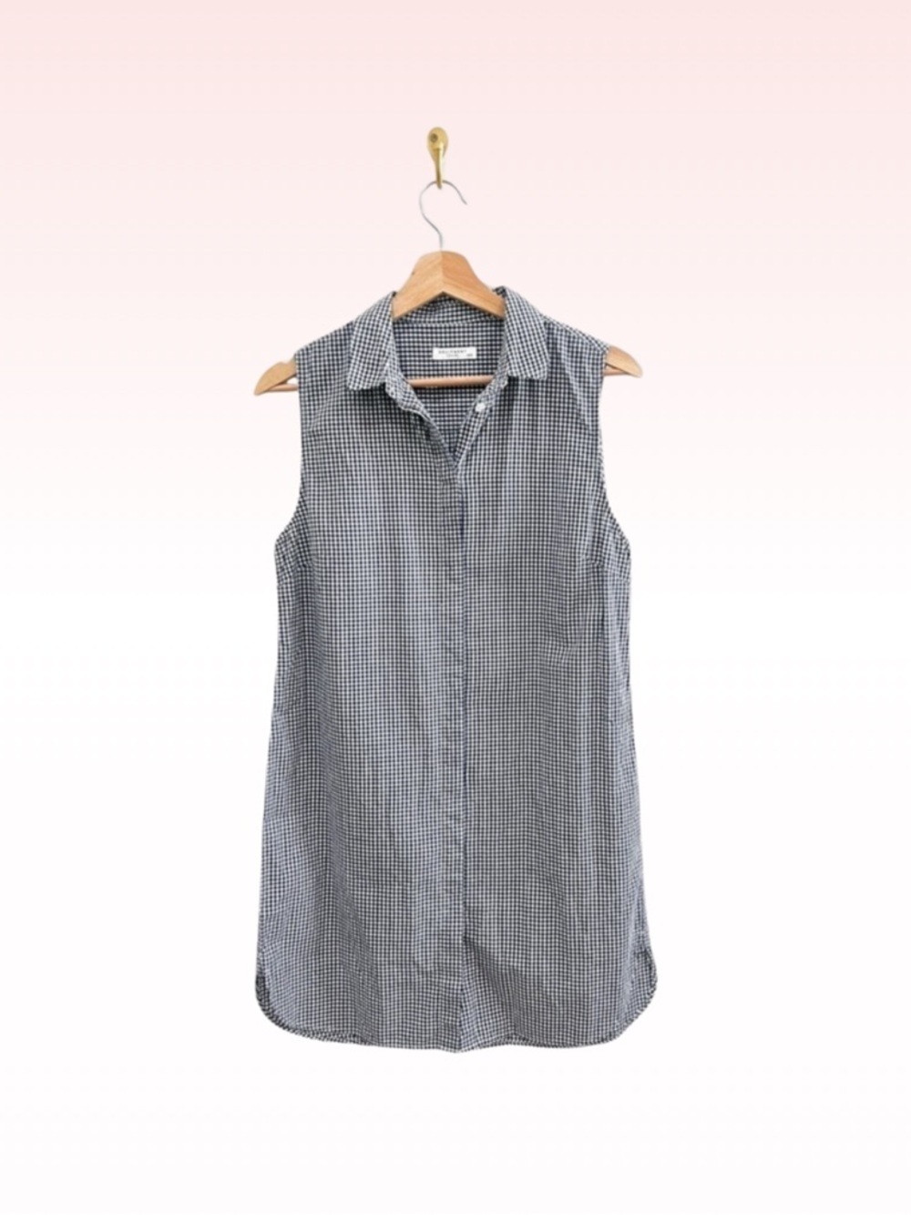 EQUIPMENT Button Down Blue Gingham Print Sleeveless Cotton Top (Sz M)